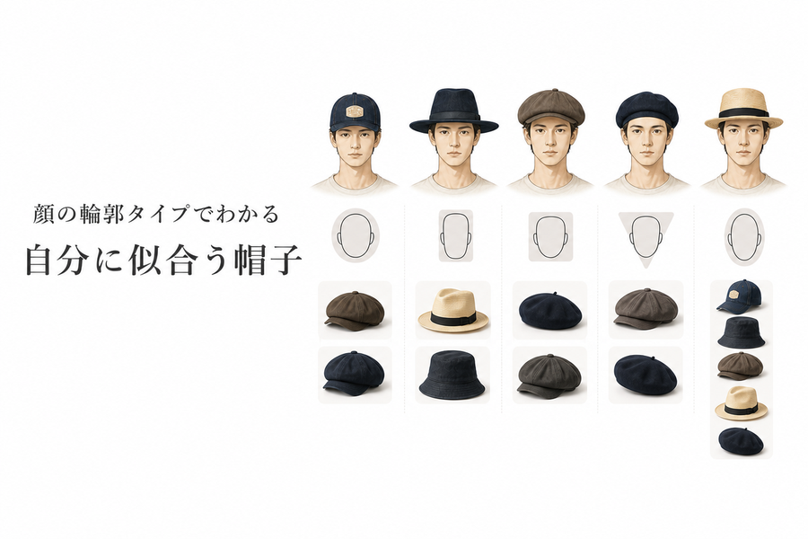 顔型別にわかる似合う帽子｜丸顔・面長・ベース型・逆三角形・卵型