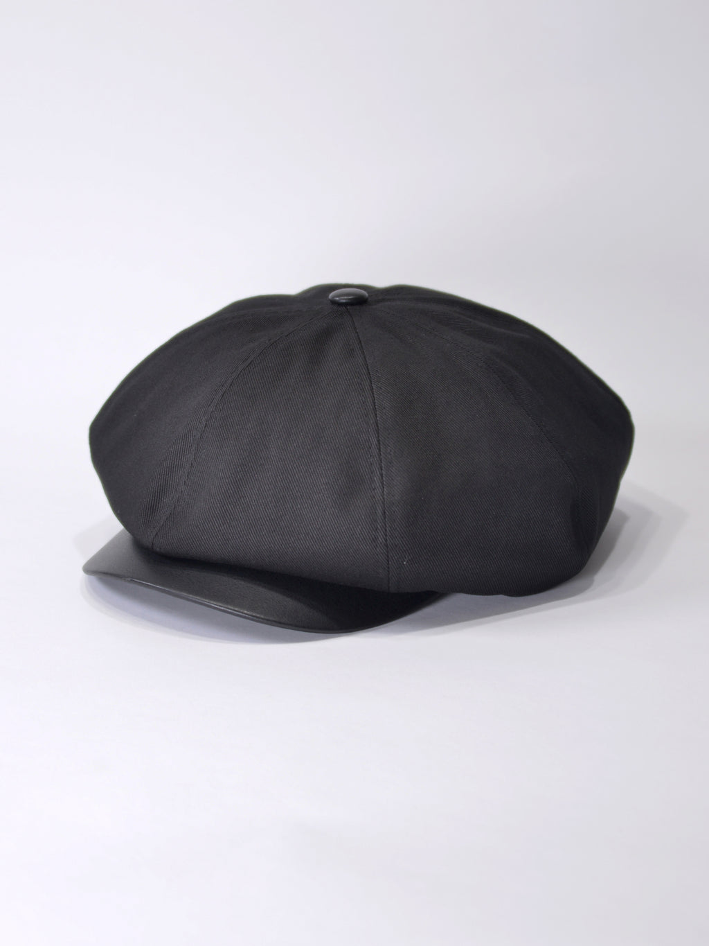PU LEATHER & TWILL LONG BILL CASQUETTE