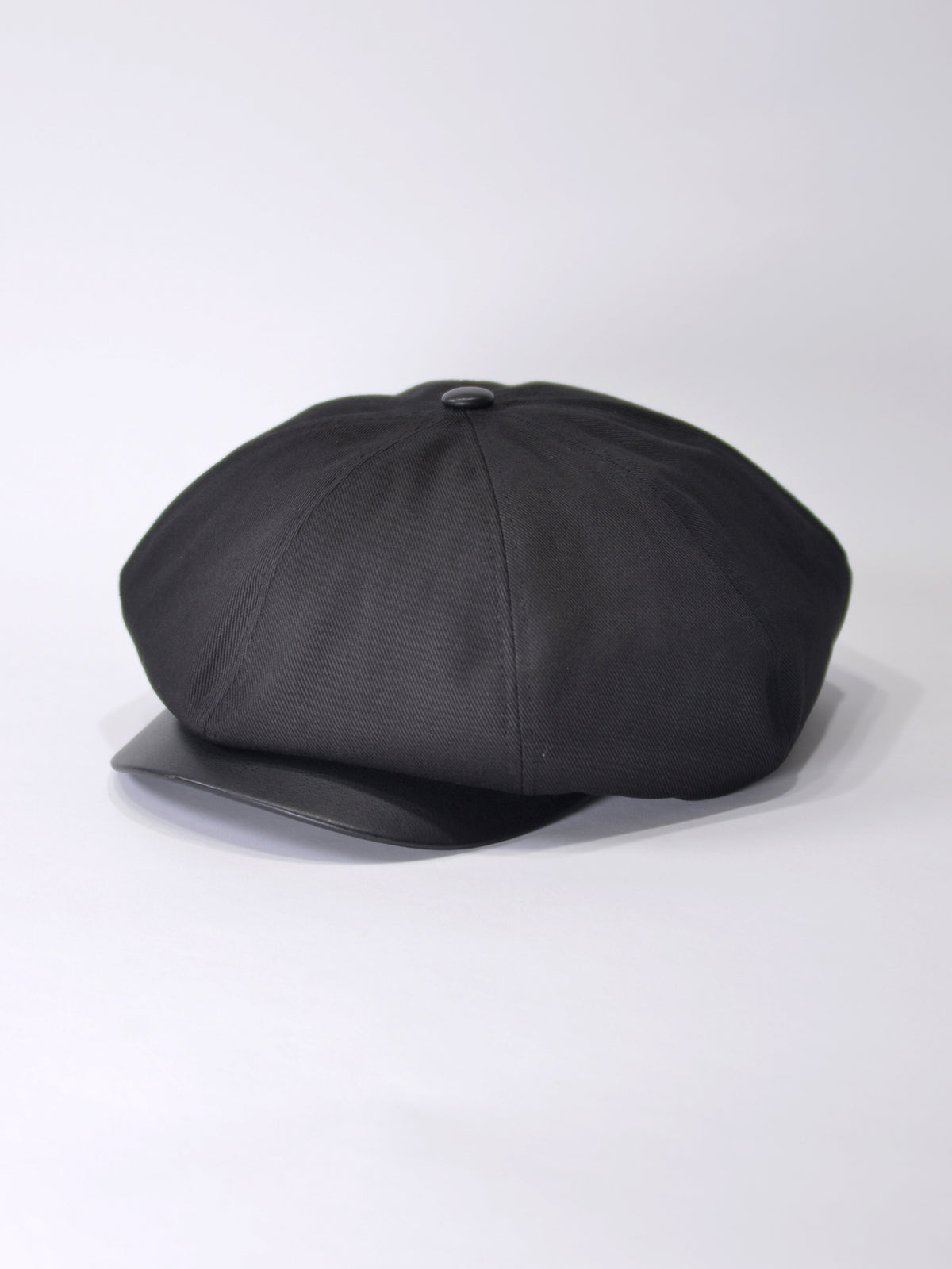 PU LEATHER & TWILL LONG BILL CASQUETTE