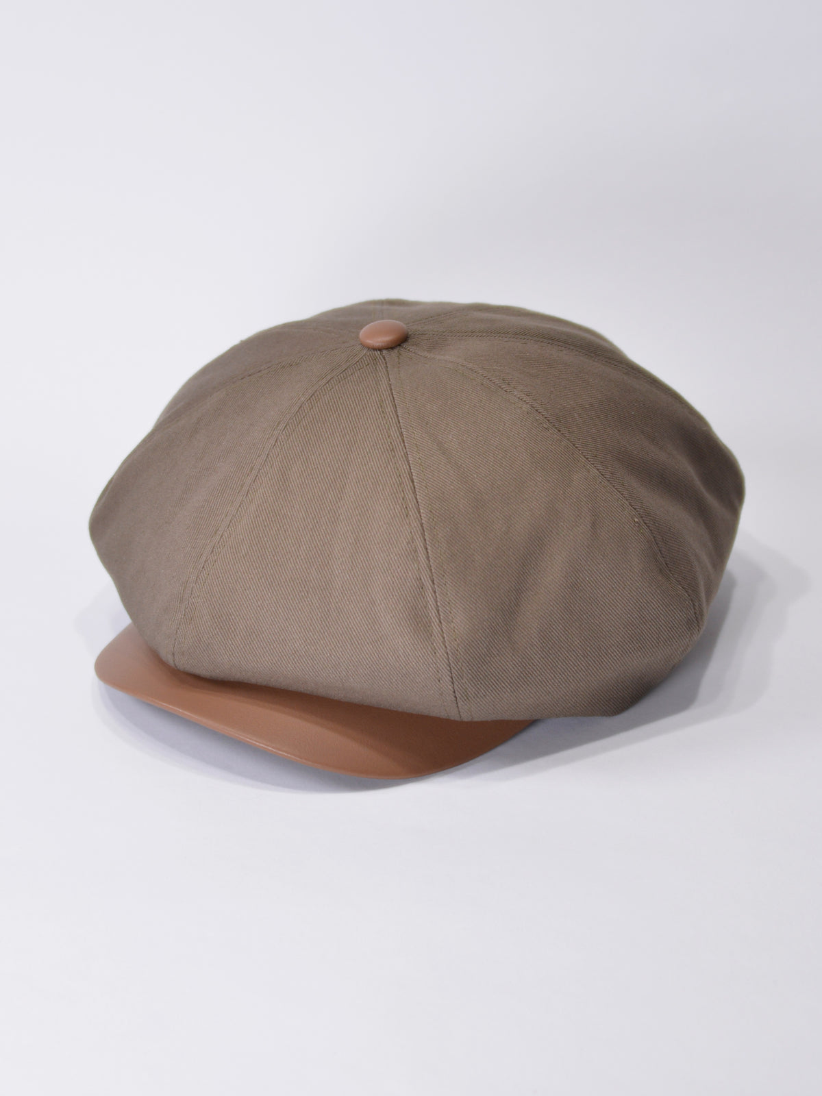 PU LEATHER & TWILL LONG BILL CASQUETTE