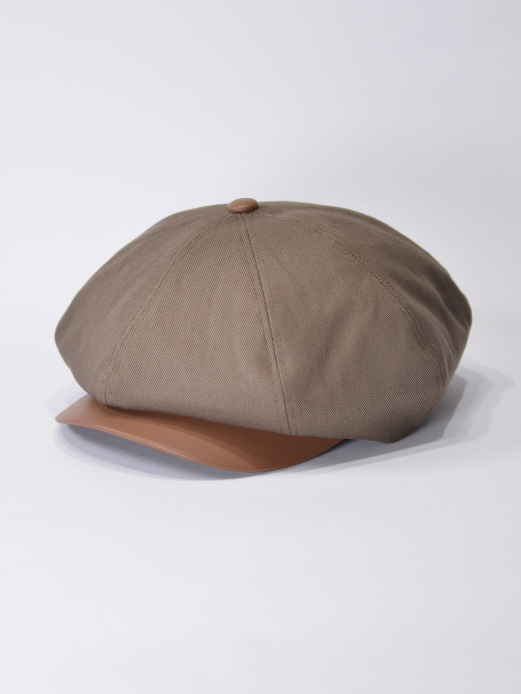 PU LEATHER & TWILL LONG BILL CASQUETTE