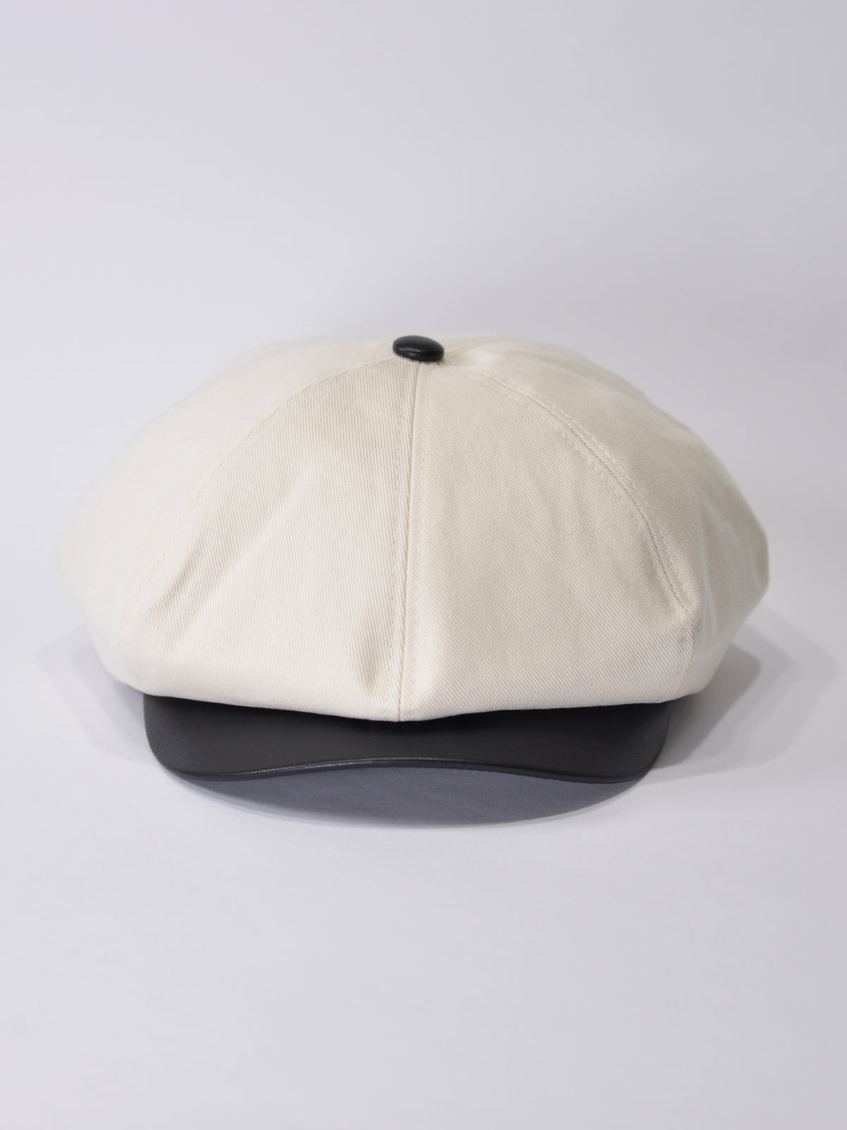 PU LEATHER & TWILL LONG BILL CASQUETTE
