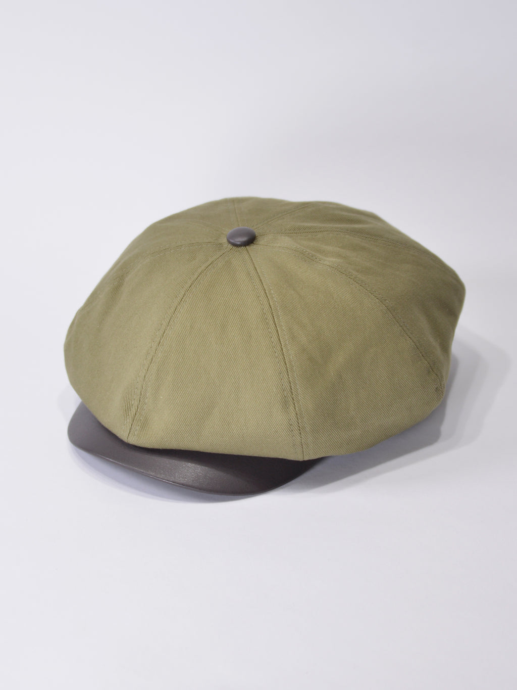 PU LEATHER & TWILL LONG BILL CASQUETTE