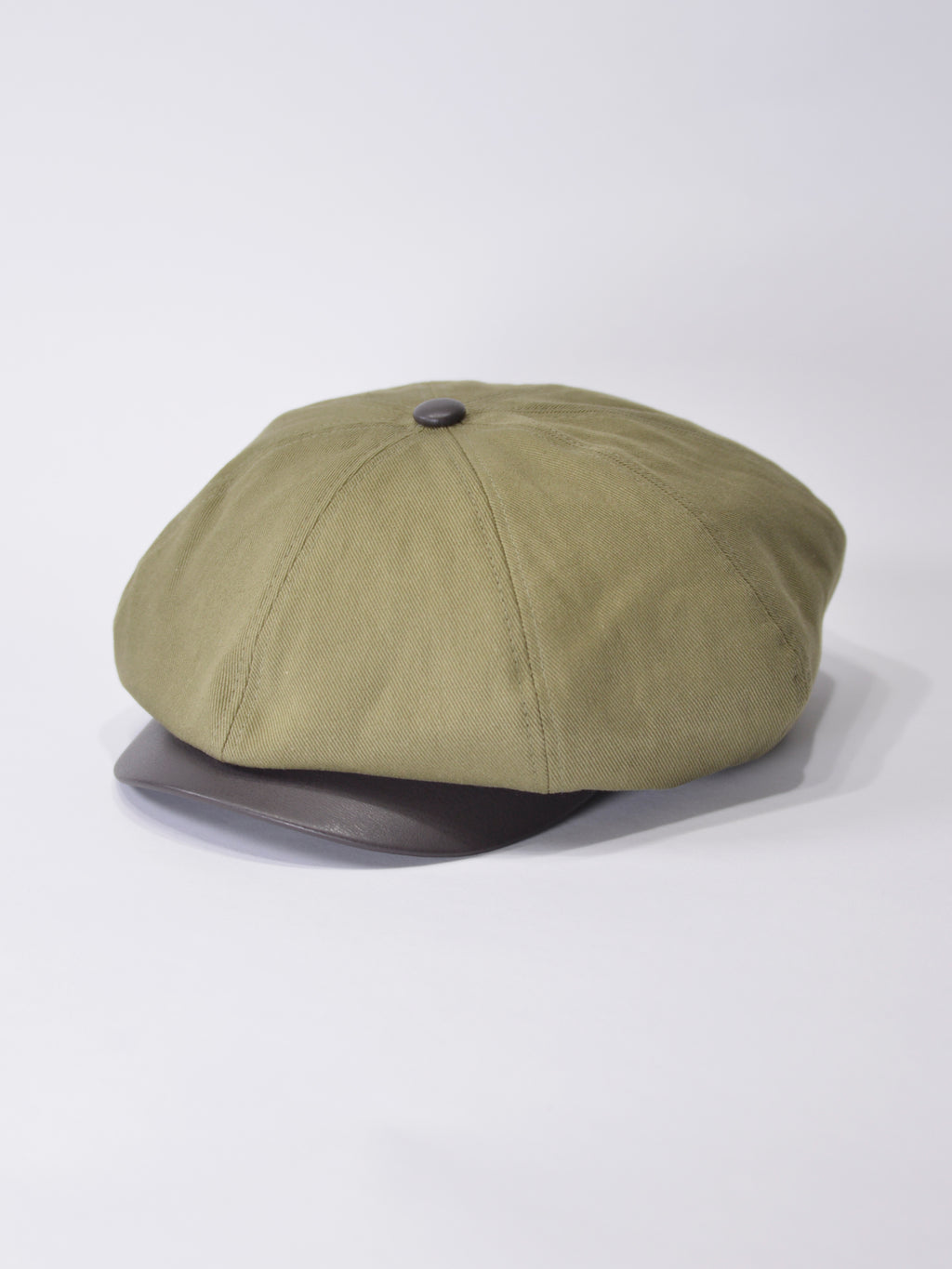 PU LEATHER & TWILL LONG BILL CASQUETTE