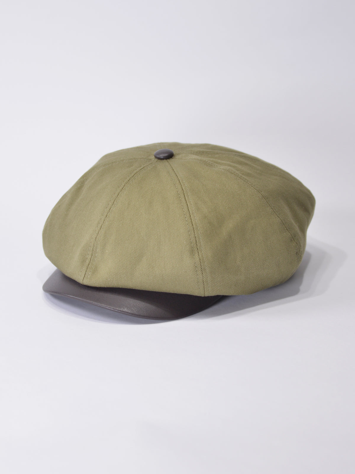 PU LEATHER & TWILL LONG BILL CASQUETTE