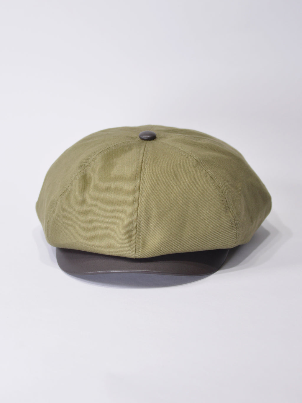 PU LEATHER & TWILL LONG BILL CASQUETTE
