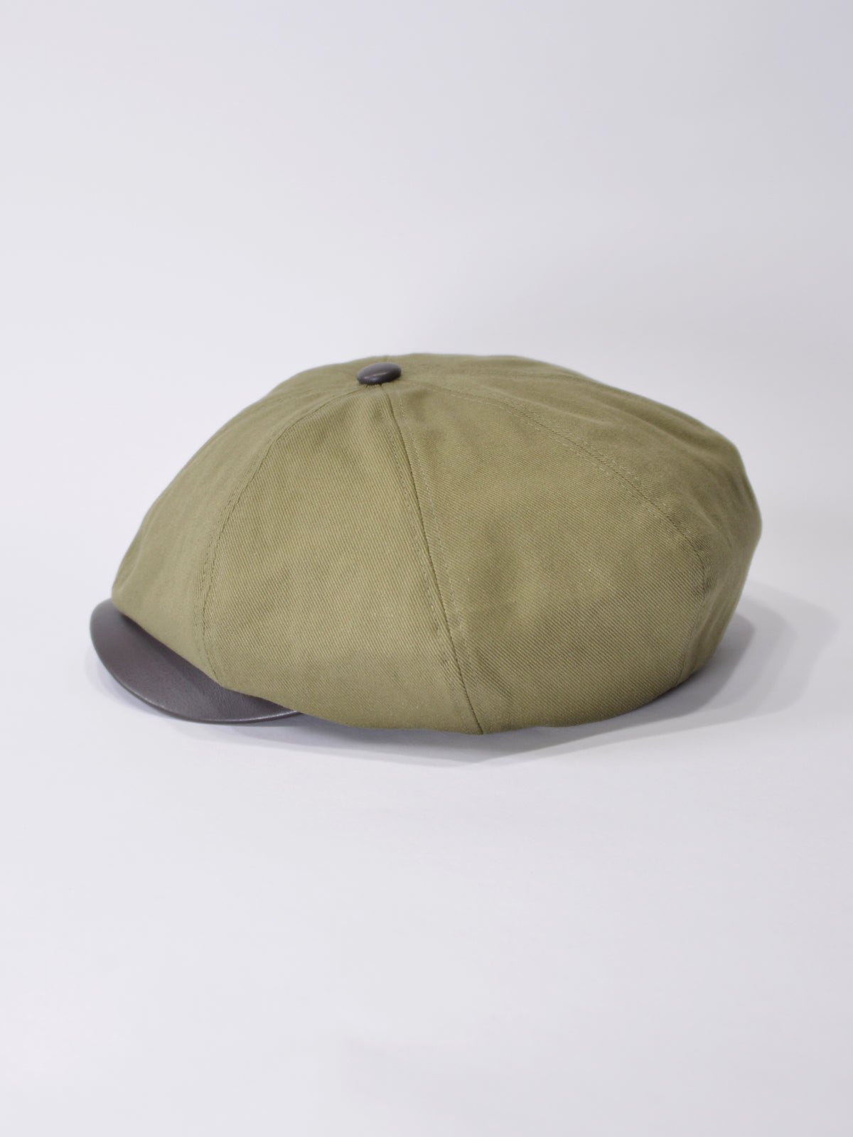 PU LEATHER & TWILL LONG BILL CASQUETTE