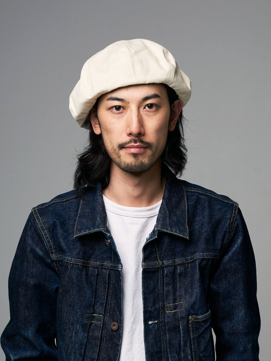 PU LEATHER & TWILL LONG BILL CASQUETTE