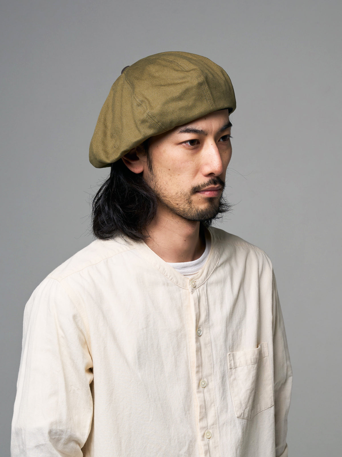 PU LEATHER & TWILL LONG BILL CASQUETTE