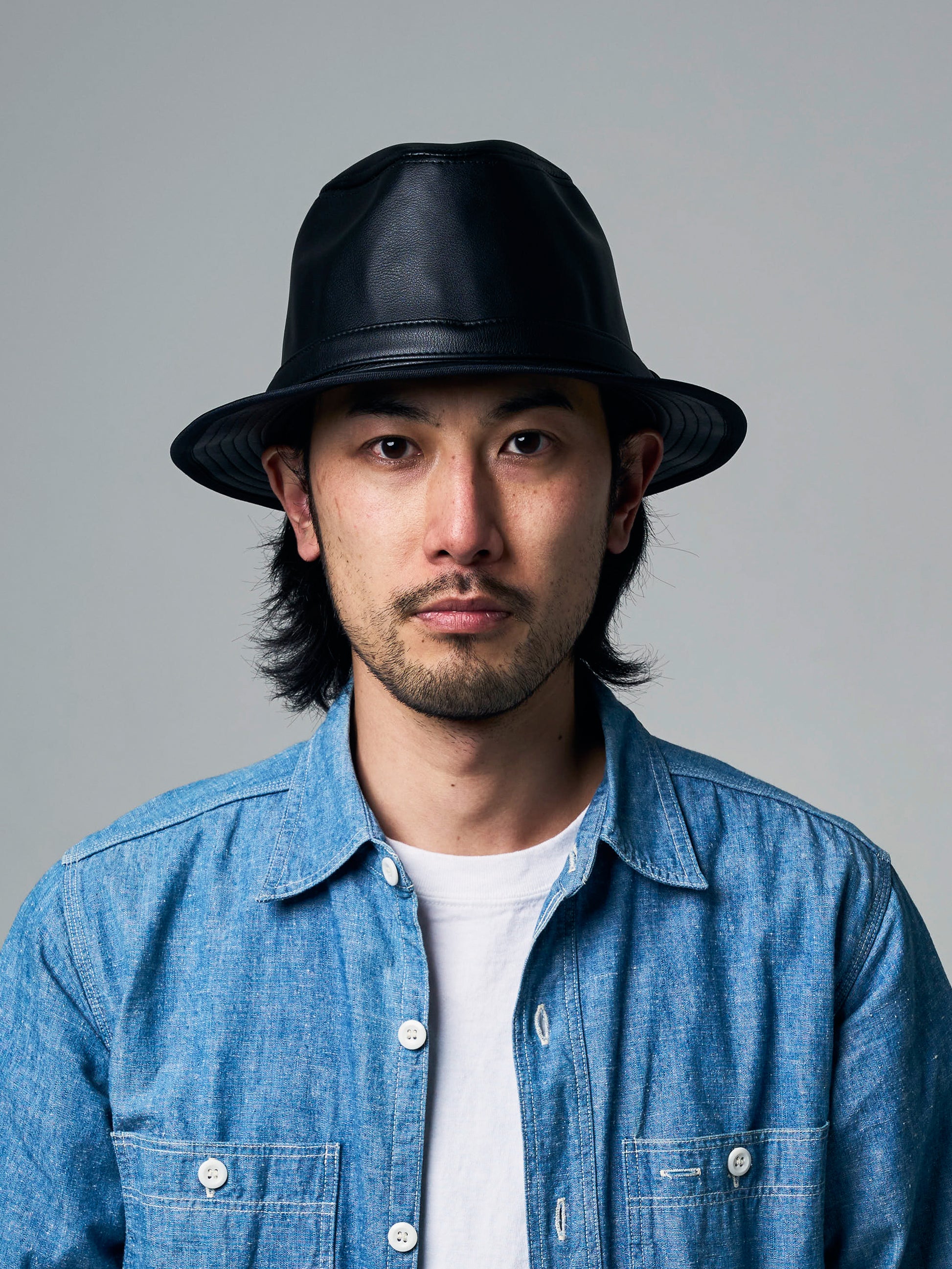 FAKE LEATHER MANNISH HAT