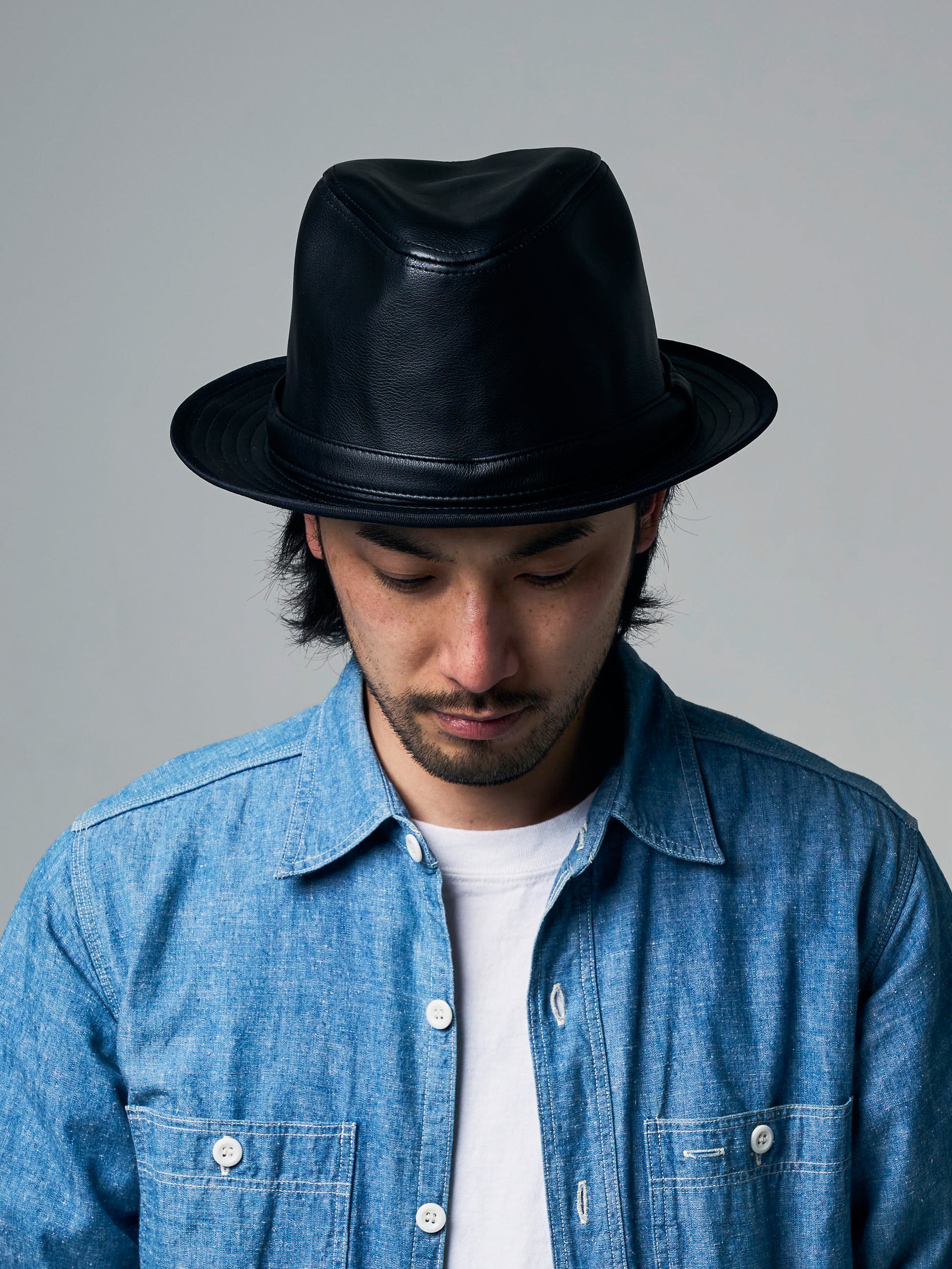 FAKE LEATHER MANNISH HAT