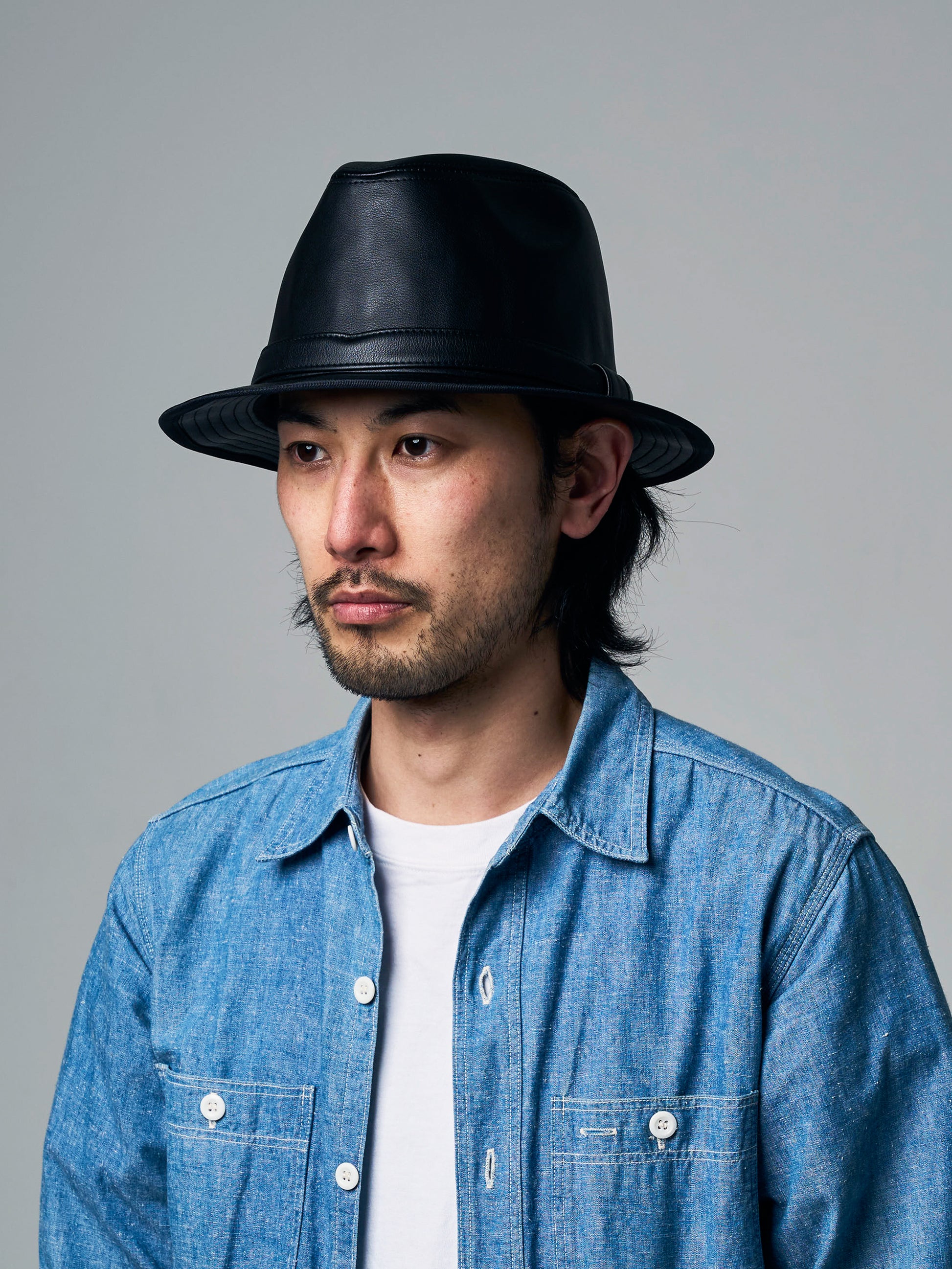FAKE LEATHER MANNISH HAT