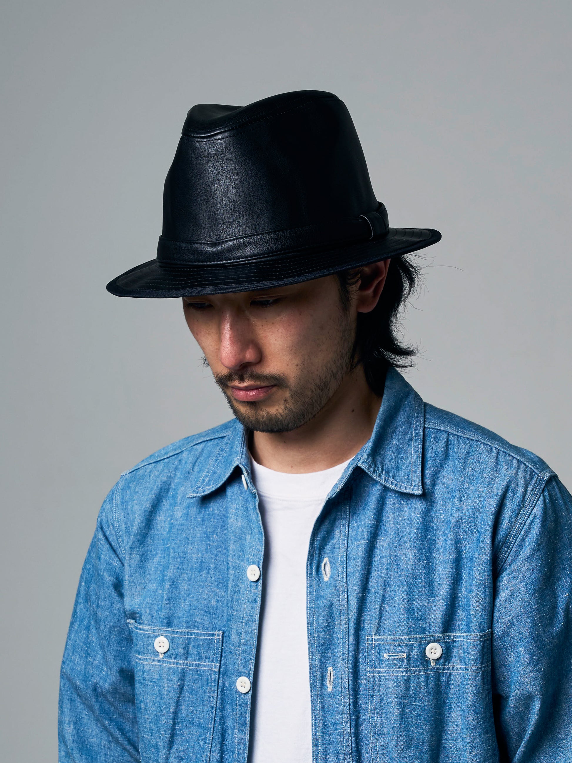 FAKE LEATHER MANNISH HAT