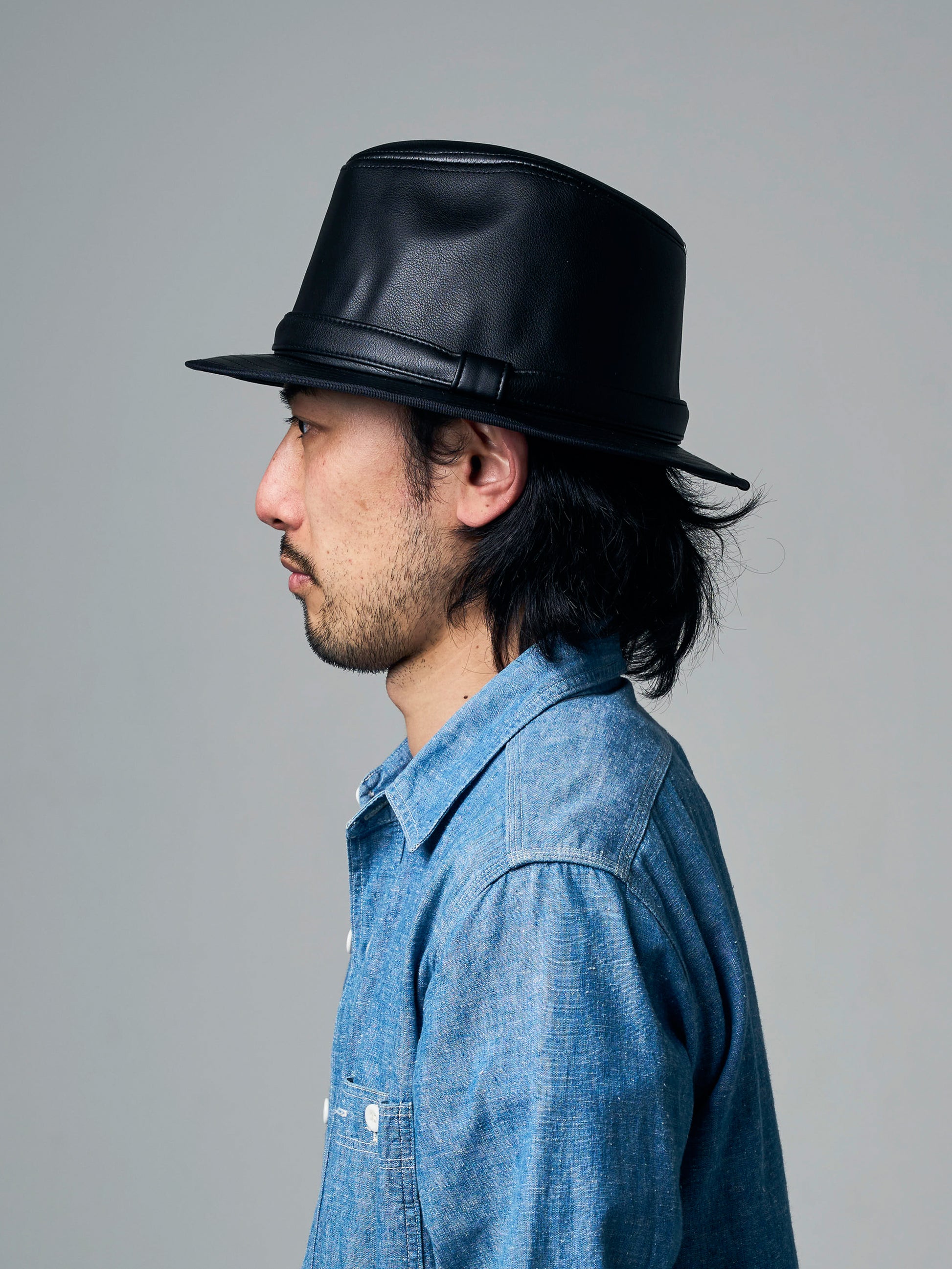 FAKE LEATHER MANNISH HAT