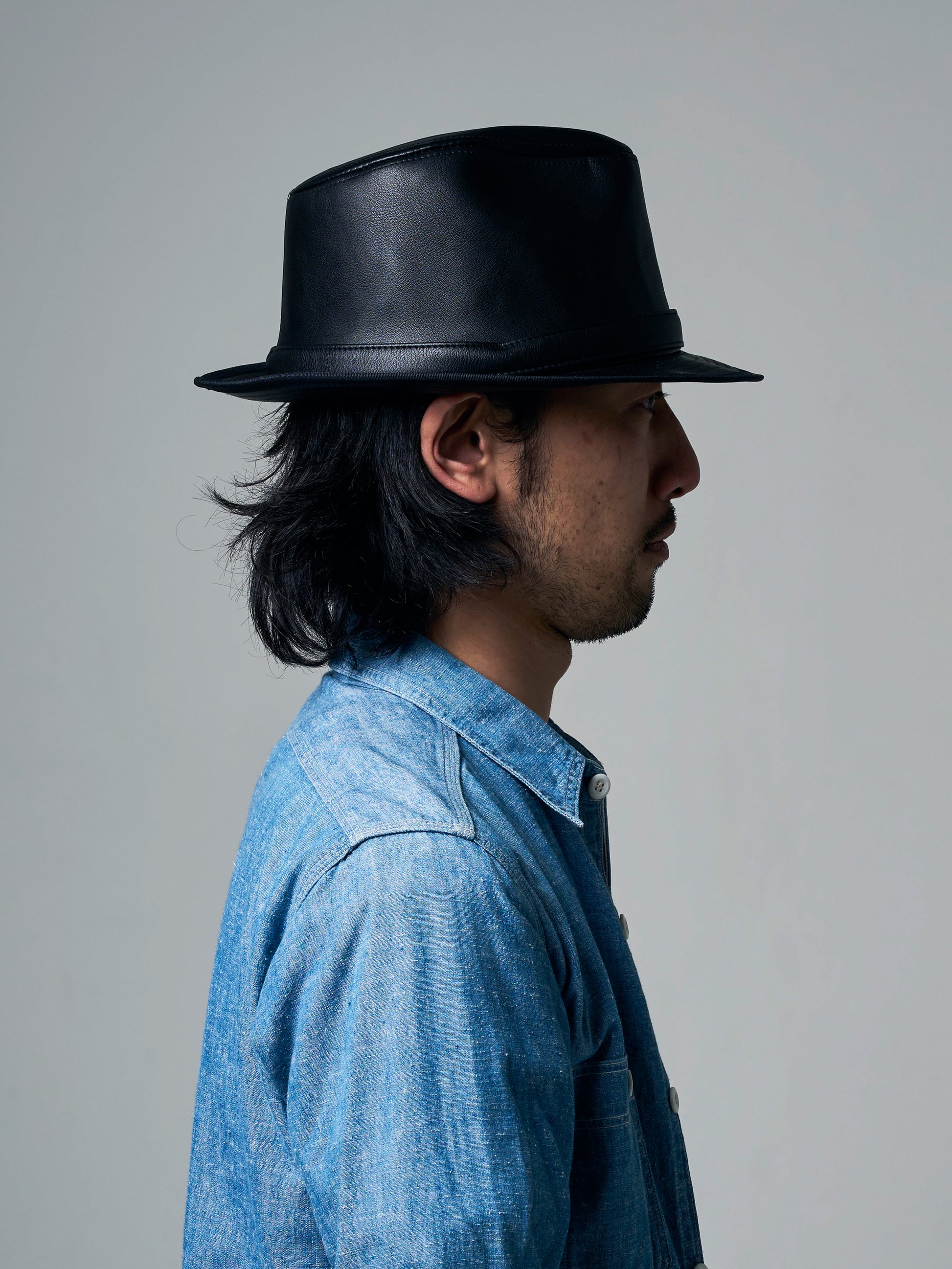 FAKE LEATHER MANNISH HAT