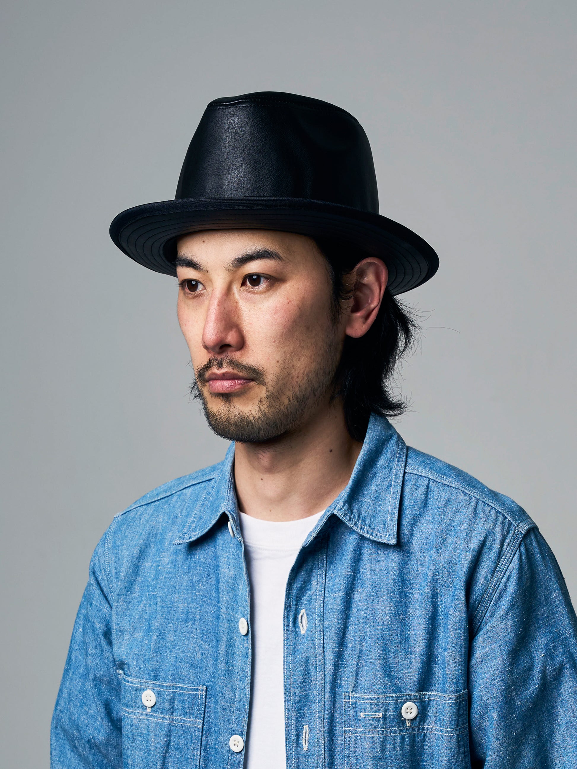 FAKE LEATHER MANNISH HAT